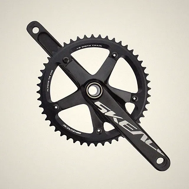 165mm Fixed Gear Road Bike Crankset 144BCD 49T Hollow Tech Single Chainwheel BB