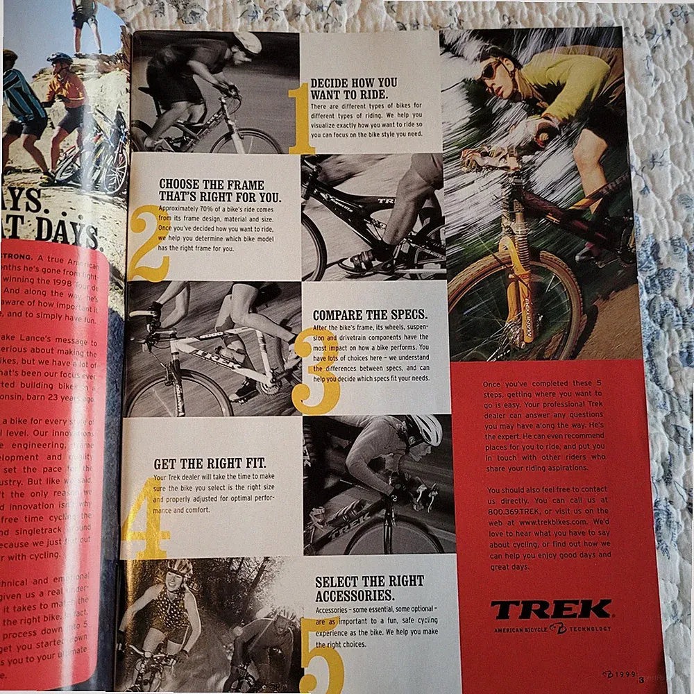 1999 Trek Catalog Mountain Road City Bike Path BMX Kids Approx 8"x11" Lance