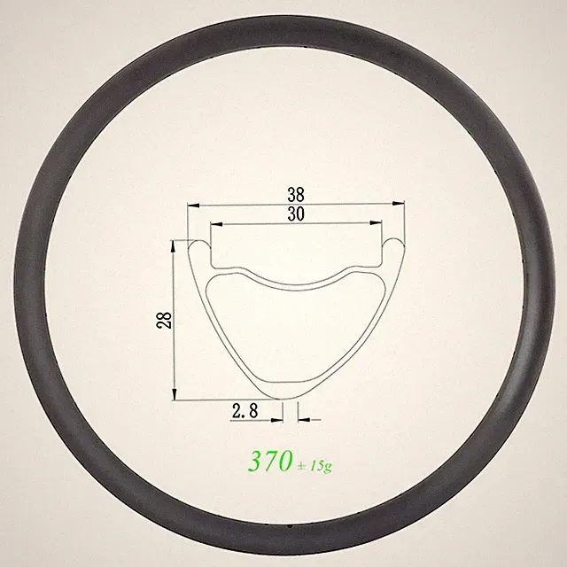 29'' MTB XC AM Asymmetric Clincher Tubeless Carbon Rims 38mm Wide 28mm Deep