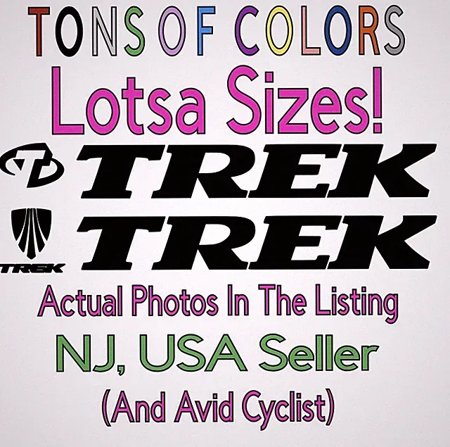 4 Piece Trek Bikes Serif Die Cut Vinyl Decal Set 50 Colors & Stencils MTB Road