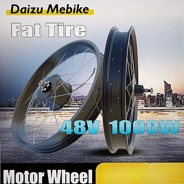 48V 1000W Fat Tire Brushless Rear Hub Motor E-Bike Conversion Kit 20/26Inch