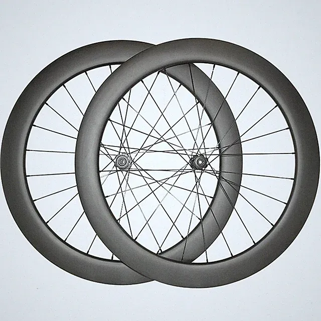 700C Road Bicycle Disc Carbon Wheelset Tubeless Clincher 60mm Deep 25mm Wide 24H