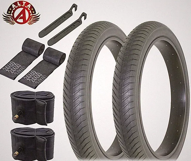 ALTA BICYCLE FAT BIKE BMX/ELECTRIC BLACK 24x 4.1/4 BICYCLE SLICK TIRES 8pc SET.