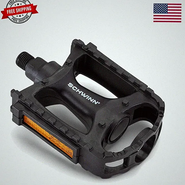 Basic Composite Bike Pedals, Black, Set of 2, Lightweight, with Reflectors, F...