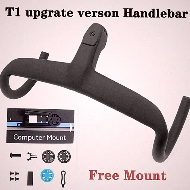 Carbon Fiber Bicycle Handlebar Road Bike Drop Bar with Free Computer Mount