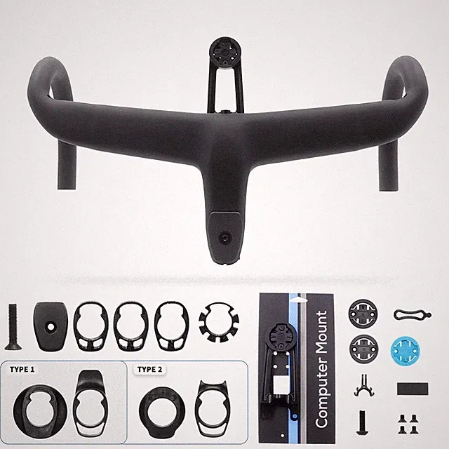 Carbon Internal cable Bike Road Bicycle Integrated Handlebar 360mm With Mount