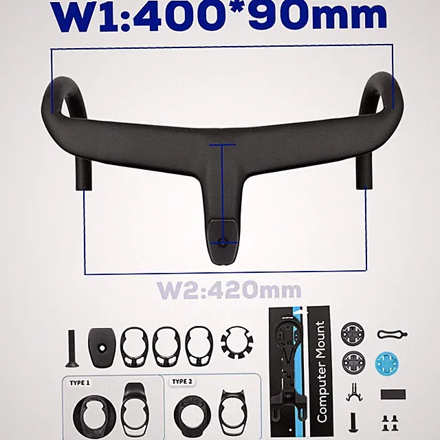 Carbon Internal Cable Road Bike Bicycle Integrated Drop Bar 360mm with Mount