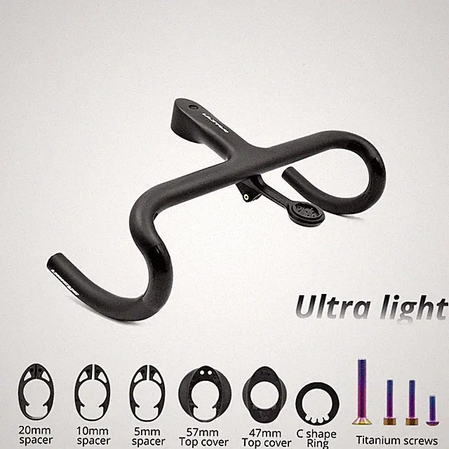 Carbon Road Bicycle Internal Cable Integrated Handlebar 360-380mm With Mount