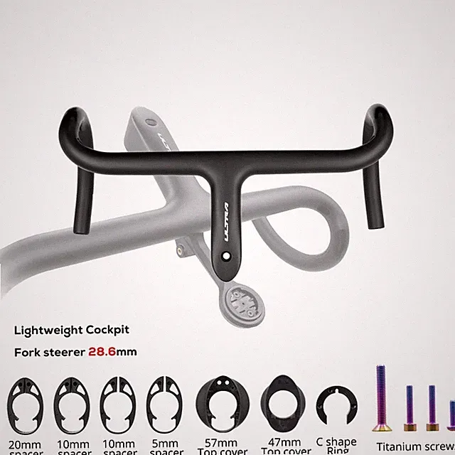 Carbon Road Bicycle Internal Cable Integrated Handlebar 360mm-440mm With Mount