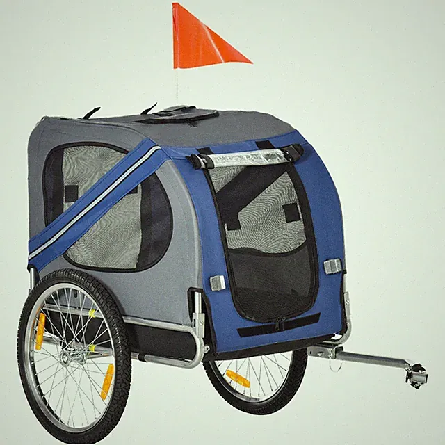 Dog Bike Trailer with 3 Entrances Large Wheels - Blue