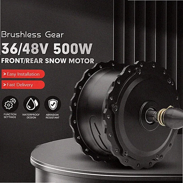 Fat Tire Snow E-bike 36V 48V 500W 20 24 26in Front Rear Brushless Gear Hub Motor