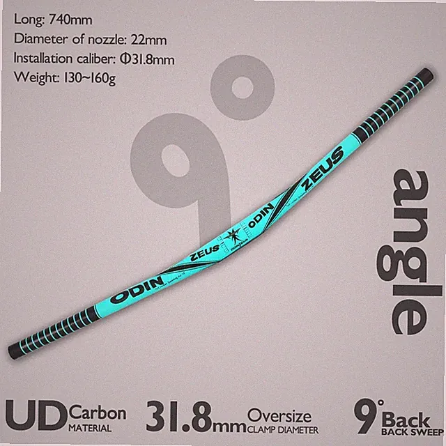 Full Carbon Handlebar for Mountain/Kids Bicycle 9 Degree 580-740mm Riser Bar