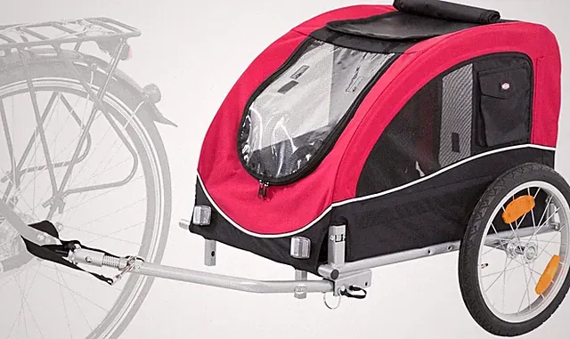 Large Dog Bike Trailer - Foldable Pet Bicycle Trailer for Dogs up to 66Lbs – Fea