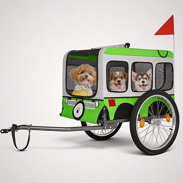 Large Folding Bike Trailer for Dogs Heavy-Duty Steel Spacious Design Green