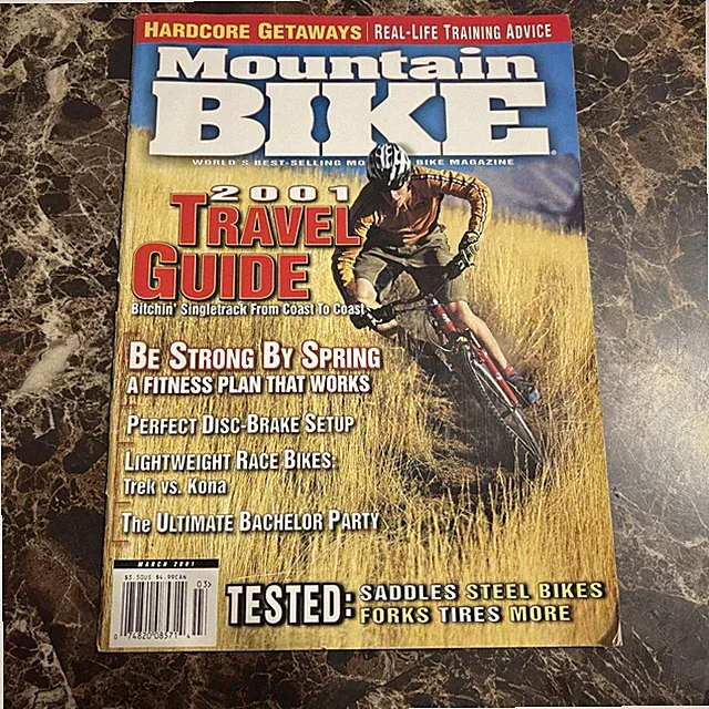 Mountain Bike Magazine March 2001 travel guide single track TREK vs KONA action