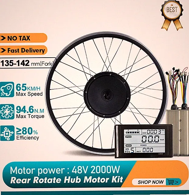 Mountain Dirt Electric Bike 48V/52V 2000W Brushless Rear Rotate Hub Motor Wheel