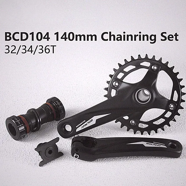 Mountain Kids' Bike Crankset 140mm Hollow Crank Single Chainring 32T 34T 36T