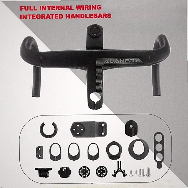 Road Bike Carbon Internal Routing Integrated Handlebar with Computer Bracket