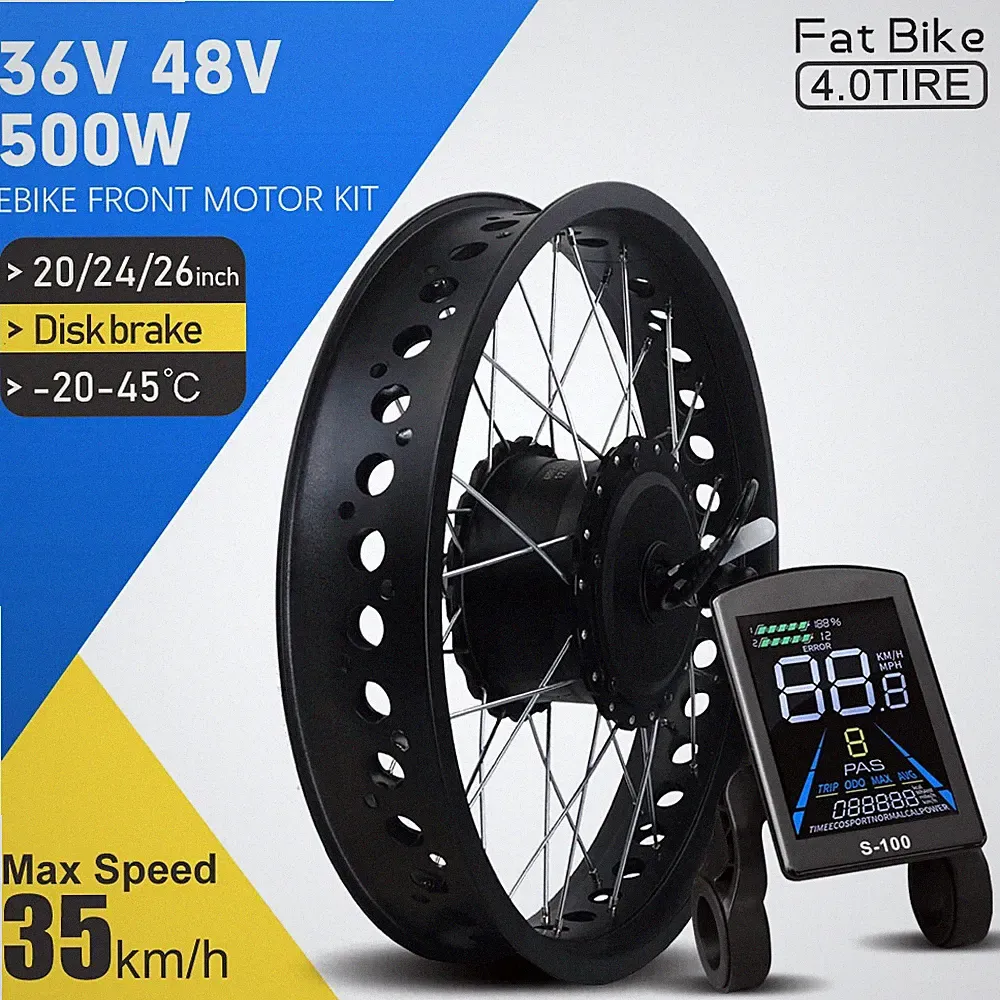 Snow E-bicycle Fat Tire 20/24/26In 36V 48V 500W Brushless Gear Front Hub Motor