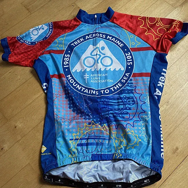 Trek Across Maine bicycle touring jersey 2015 Medium Peak Sports Unisex