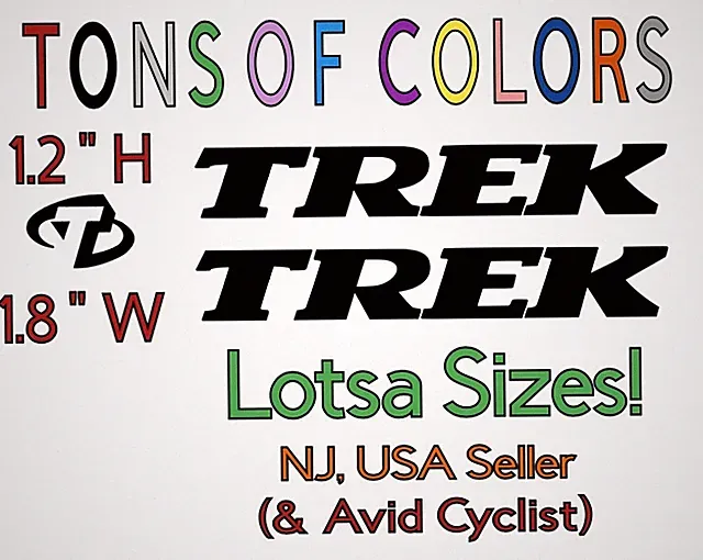 Trek Bikes Serif #2 Vinyl Decal Set - Many Sizes/Colors Cycling Bicycles