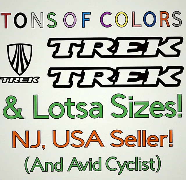Trek Bikes Serif OUTLINE Vinyl Decal Set - Many Sizes/Colors Cycling Bicycles
