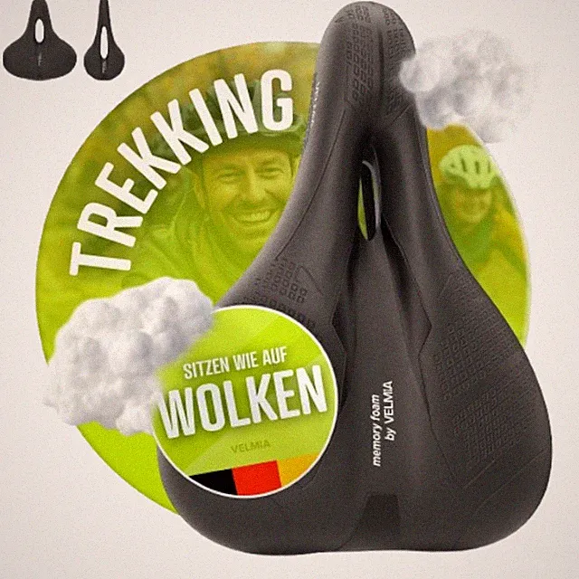 VELMIA Bike Seat Designed in Germany, Made of Comfy Memory Foam I Bicycle Sea...